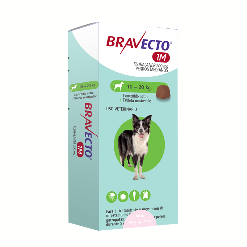 Bravecto para Perros 1M 10 a 20 Kg 200mg