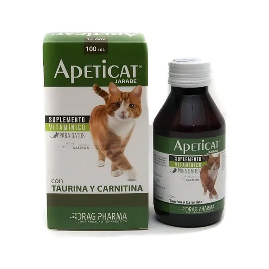 Suplemento vitamínico para gatos de venta pet, sabor salmón, en envase con gatos y sabor en la etiqueta.
