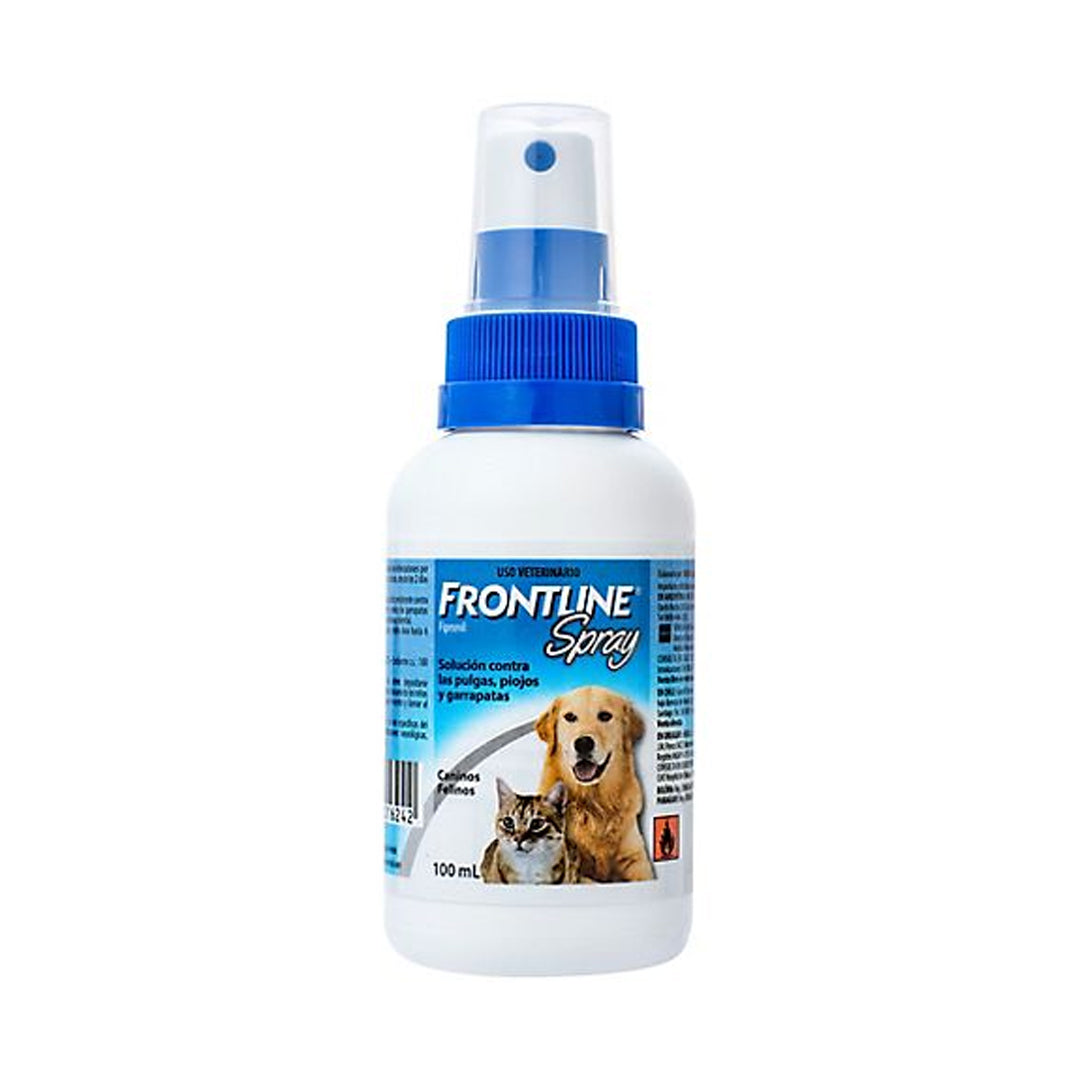 Spray antipulgas y garrapatas Frontline para perros y gatos, 100 ml, control de plagas y parásitos para mascotas.
