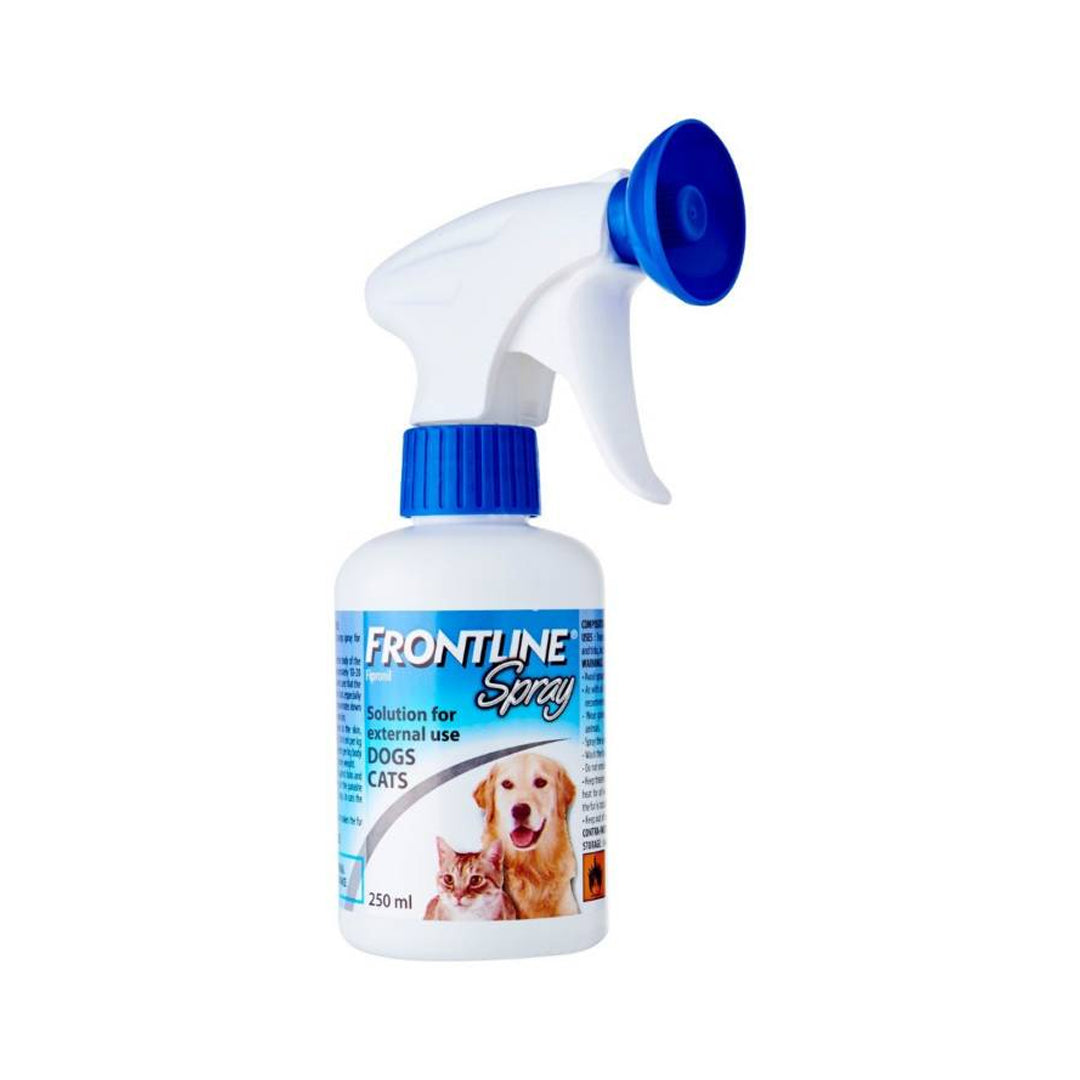 Spray antiparasitario Frontline de 250ml para perros y gatos, control externo de pulgas y garrapatas, marca ventas pet.
