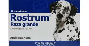 Comprimidos de Rostrum 150 mg de Drag Pharma, envase con 10 tabletas, medicamento para condiciones específicas de salud.