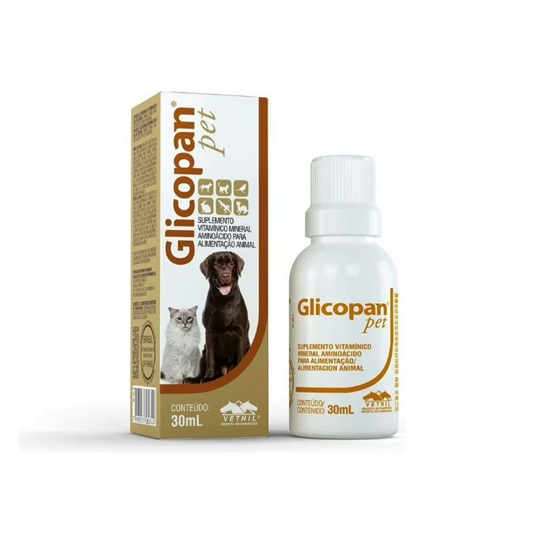 Glicopan Pet suplemento en gotas para perros y gatos, 30ml, suplemento vitamínico de ventas pet para mascotas saludables.