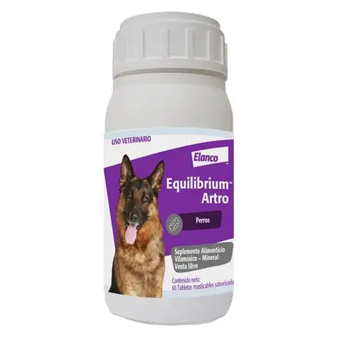 Suplemento Equilibrium Artro Perro de Bayer en tabletas para apoyar la salud articular de perros.
