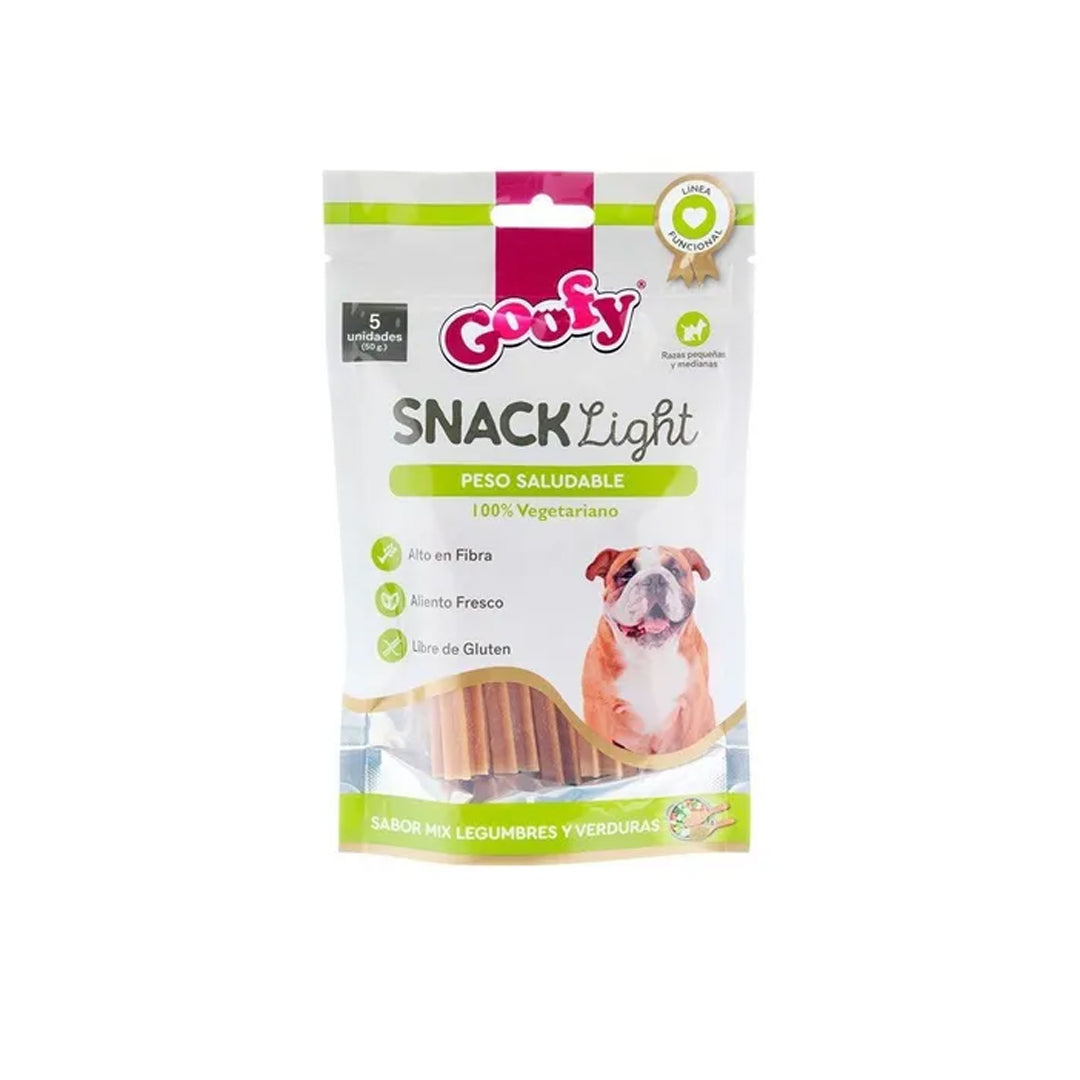 Snack Light de Verduras Goofy de ventas pet, alimento para mascotas con verduras en presentación de snack.