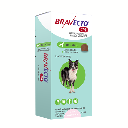 Bravecto para Perros 1M 10 a 20 Kg 200mg