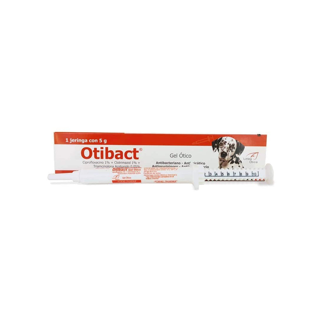 Gel Otico Otibact Naranja de Drag Pharma para antiparasitarios en mascotas, con envase visible en la imagen.