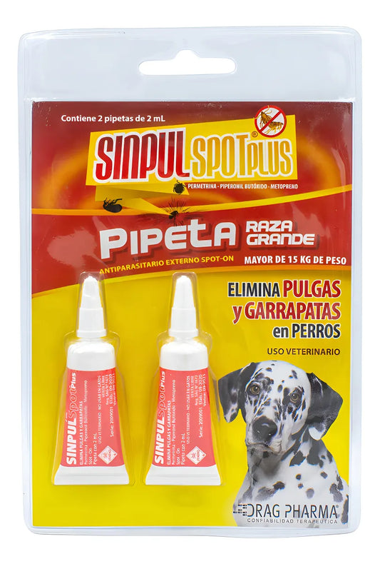 Pipeta Antigarrapata Sinpul Spot Plus Raza Grande 2ml 2 Unidades - ventas pet