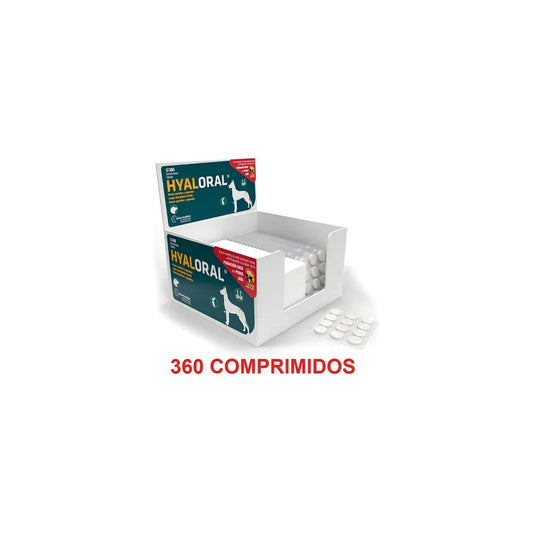 Suplemento Hyaloral Raza Grande y Gigante de ventas pet en caja con 360 comprimidos, para salud y bienestar de razas grandes