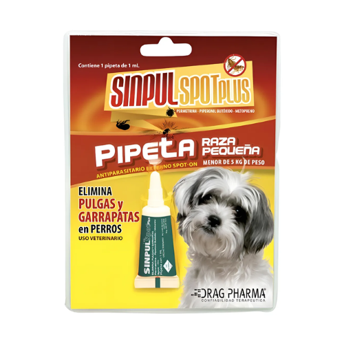Pipeta Antigarrapata Sinpul Spot Plus Raza Pequeña Hasta 5kg
