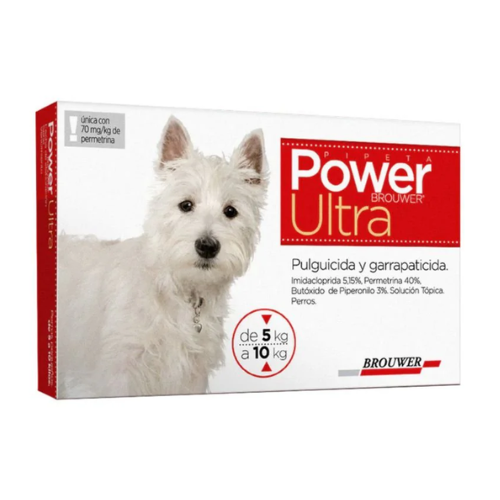 Power Ultra 5 A 10 Kg Pipeta Perro Anti Pulgas Garrapatas - ventas pet