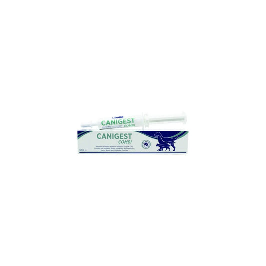 Suplemento probiótico Canigest Combi de 16 ml para perros y gatos, con probióticos para la salud digestiva.