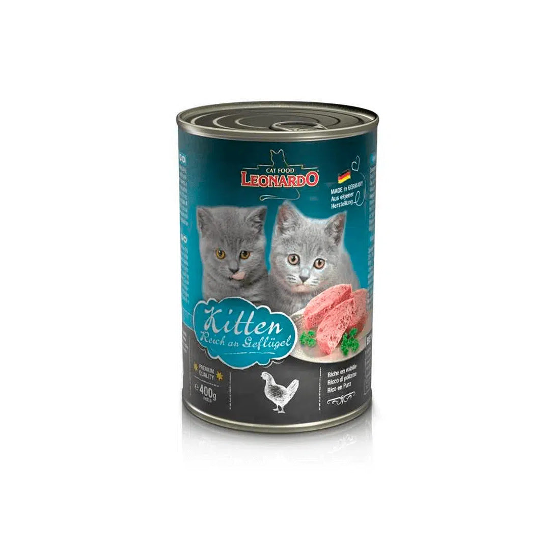 Lata de 400g de alimento húmedo para gatitos de la marca Ventas Pet, con mezcla de ingredientes para la salud felina.