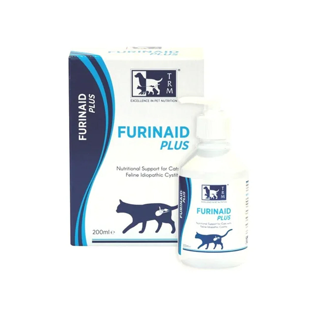 Suplemento Furinaid Plus para gatos con cistitis idiopática, en envase con tabletas para mejorar la salud urinaria felina.