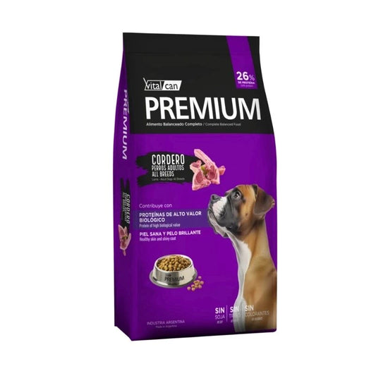 Alimentos para perros Vitalcan Premium Adulto con cordero en saco de 20 kg, comida saludable para perros adultos.
