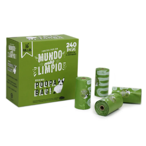 240 Bolsas Biodegradables En Rollos Ecologicas Poopa Bags para Fecas Perro - ventas pet