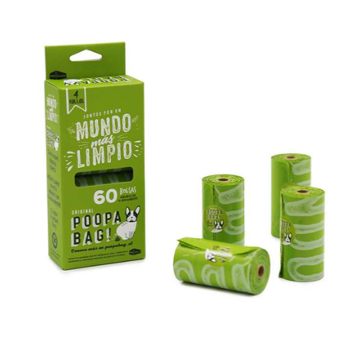 Poopa Bag Bolsas Biodegradables, Caja 4 Rollos